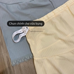 Quần bầu đùi mặc nhà, vải lụa băng mềm nhẹ kèm chun chỉnh thoải mái cho mẹ bầu