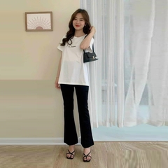 Quần bầu ống loe công sở, phong cách Hàn trẻ trung, vải Cotton umi co giãn 4 chiều thoải mái cho mẹ bầu