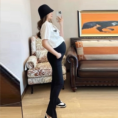 Quần bầu ống loe công sở, phong cách Hàn trẻ trung, vải Cotton umi co giãn 4 chiều thoải mái cho mẹ bầu
