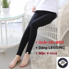Quần legging bầu, Quần bầu mèo, Chất cotton Borip, Chuẩn form, dáng, Mềm mại Freesize cho mẹ bầu
