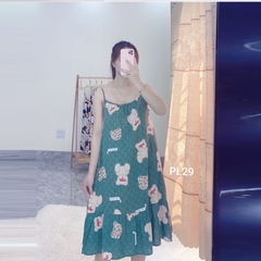 Váy bầu 2 dây, chất lanh mềm mát, mặc hè siêu thích, hoạ tiết trẻ trung, cho mẹ dưới 62kg