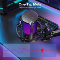 Micro chơi game MAONO DGM20S RGB USB giảm tiếng ồn có đèn và màn hình 3.5mm cho PC / điện thoại