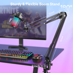 Micro chơi game MAONO DGM20S RGB USB giảm tiếng ồn có đèn và màn hình 3.5mm cho PC / điện thoại