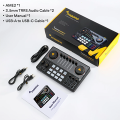 Bộ micro điện dung card âm thanh MAONO AME2 studio nguồn điện Phantom hỗ trợ live/ghi âm
