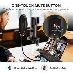 Micro Thu Âm Chuyên Nghiệp Maono AU-PM422 192KHZ / 24BIT Có Một Nút Tích Hợp Mic