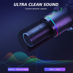 Micro Maono PD200X Podcast chế độ kép USB/XLR đèn RGB và phần mềm điều chỉnh cho PC/ điện thoại/ Livestream/ ghi âm