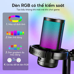 Micro thu âm MAONO DGM20 RGB USB Condenser với độ điều chỉnh lớn/chức năng thiết lập phần mềm cho PC/game/livestream