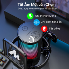 Micro thu âm MAONO DGM20 RGB USB Condenser với độ điều chỉnh lớn/chức năng thiết lập phần mềm cho PC/game/livestream