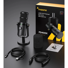 Micro MAONO năng động Maono PD400X thu âm hỗ trợ USB/XLR 2 chế độ radio cho PC/điện thoại/phát trực tiếp/podcast/ghi âm