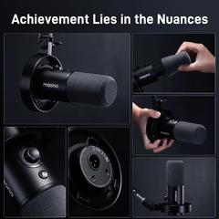 Micrô động Maono PD300X XLR / USB Chế độ kép Podcast Mic ghi âm phòng thu chuyên nghiệp với ứng dụng liên kết Maono