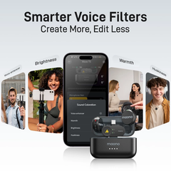 Micro Lavalier không dây Maono T5 Micro khử tiếng ồn với ứng dụng liên kết Maono cho điện thoại thông minh, Vlogging, phát trực tiếp