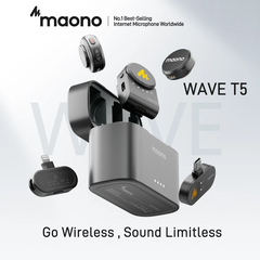 Micro Lavalier không dây Maono T5 Micro khử tiếng ồn với ứng dụng liên kết Maono cho điện thoại thông minh, Vlogging, phát trực tiếp