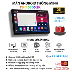 🌟 Màn Android Ô Tô Thông Minh TIFO S300 2K – Chuẩn Ultra 2K Siêu Nét, Đỉnh Cao Trải Nghiệm Lái Xe
