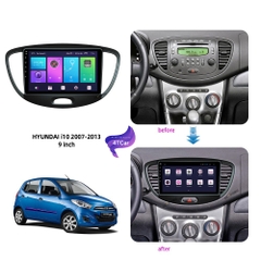 Mặt Dưỡng DVD Android Theo Xe Hyundai Grand i10 2007-2013 Kèm Jack Nguồn Lắp Màn Android 9 Inch