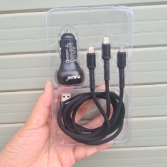 Tẩu sạc điện thoại siêu nhanh kèm dây sạc 3 đầu cắm ô tô PUGAN 6A QC 3.0