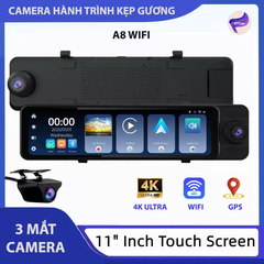 Camera Hành Trình Kẹp Gương A8 WiFi hình ảnh 4K: Ghi Hình 3 Mắt 4K,Hỗ Trợ CarPlay Không Dây