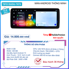 TIFO DUDU-7870 12.8” – Màn Android Ô Tô Bo Viền Kim Loại Phay, OLED 2K (2400×896)