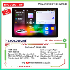 Màn Hình Android Ô Tô TIFO DUDU-7870 13.1 Inch – OLED 2K, Cấu Hình Mạnh, Camera 360 Ban Đêm