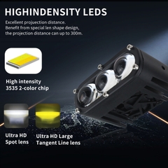 Đèn Pha LED 3 Mắt HYML U22 120W – Đèn Trợ Sáng Vàng Trắng 2 Chế Độ Cao Cấp Cho Ô Tô &amp; Mô Tô