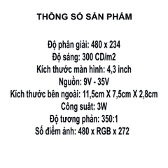 Màn taplo xe tải 4.3 inch xem camera lùi xe -Màn Hình TFT LCD 4.3 Inch PAL/NTSC Cho Xe Hơi