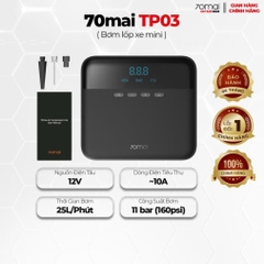 Bơm lốp ô tô 70mai TP03 chính hãng - Bơm điện tự động nhanh, phù hợp với nhiều loại lốp xe