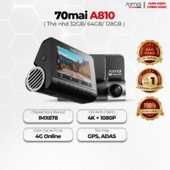 Camera hành trình 70mai A810 Ghi hình đồng thời 2 mắt trước sau, video chất lượng 4K UHD