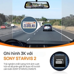 Camera hành trình gương 70mai S500 3K HDR, ghi hình 2 mắt trước sau siêu nét, giám sát đỗ xe 24h