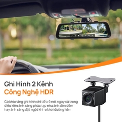 Camera hành trình gương 70mai S500 3K HDR, ghi hình 2 mắt trước sau siêu nét, giám sát đỗ xe 24h