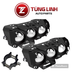 Đèn LED trợ sáng 3 mắt bi cầu mẫu mới chất lượng cao, pha trắng cos vàng chung điện áp 12/24v cho ô tô - xe máy - xe tải