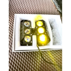 Đèn LED trợ sáng 3 mắt bi cầu mẫu mới chất lượng cao, pha trắng cos vàng chung điện áp 12/24v cho ô tô - xe máy - xe tải