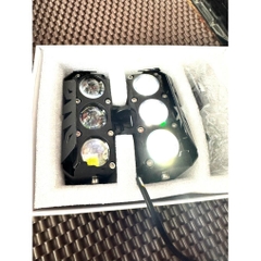 Đèn LED trợ sáng 3 mắt bi cầu mẫu mới chất lượng cao, pha trắng cos vàng chung điện áp 12/24v cho ô tô - xe máy - xe tải