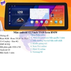 Màn Hình Android ô tô kích thước 12.3 inch Form MEC - Form BMW cấu hình 4-32GB 8x chạy sim 4G