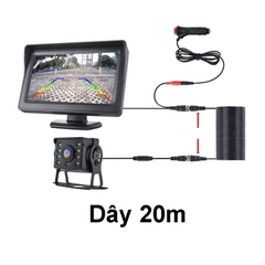 Bộ màn 4.3 inch đặt taplo, camera lùi xe tải 12-24V lắp cho xe công trình , ô tô, máy xúc, cẩu nguồn cắm tẩu