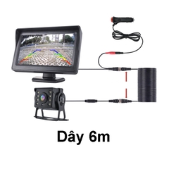 Bộ màn 4.3 inch đặt taplo, camera lùi xe tải 12-24V lắp cho xe công trình , ô tô, máy xúc, cẩu nguồn cắm tẩu