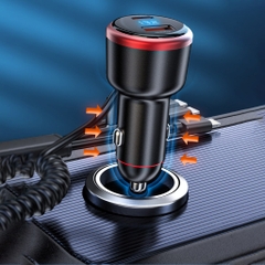 Tẩu sạc nhanh ô tô 360W , sạc siêu nhanh cắm tẩu âm nguồn 2 cổng USB và TYPE C phù hợp tất cả ô tô hàng chính hãng