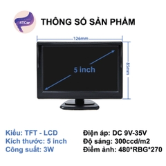 Màn taplo xe tải 5 inch để trên taplo hoặc treo kính cho xe ô tô, xe tải, xe đầu kéo màn hình DVD lắp cam lùi