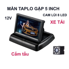 Màn hình taplo 5 inch xe tải xe ben + cam lùi 8 led cắm tẩu dây 6m