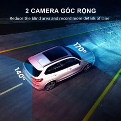 Camera hành trình kẹp gương chiếu hậu 2K màn hình lớn kèm camera lùi, kết nối điện thoại
