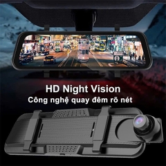 Camera hành trình kẹp gương chiếu hậu 2K màn hình lớn kèm camera lùi, kết nối điện thoại