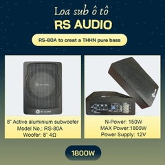 Loa Sub Ô Tô RS AUDIO RS-80A – Âm Trầm Mạnh Mẽ, Gọn Gàng và Dễ Lắp Đặt