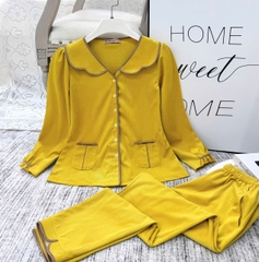 Y840G Nhung tuyết tay lỡ VÀNG trơn cổ sóng