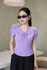 AS03C- M  Áo sơ mi loang TÍM  chấm đen