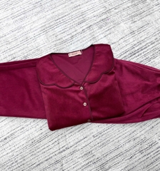 Y840F Nhung tuyết tay lỡ ĐỎ trơn cổ sóng