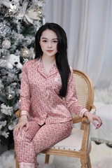 Y613A Lụa satin tay dài HỒNG dior cổ PJM