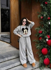 B107Q Bộ nỉ mickey GHI XÁM