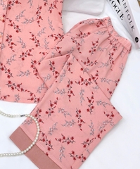 Y729A Lụa Hàn quần lỡ CAM hoa nhí cổ sen cúc