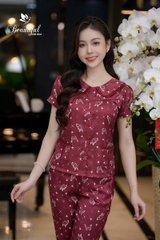 Y652A Lụa Satin tay cộc ĐỎ hồ điệp cổ sen