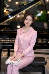 Y651A Lụa Vân tay tay dài HỒNG ngôi sao cổ vòng 2 tầng