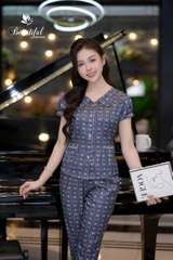 Y657B Lụa Vân tay cộc XÁM hoa văn cổ sen