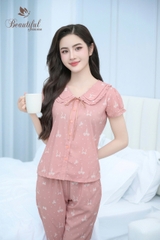 Y674B Lụa Mango quần dài CAM nơ cổ dây buộc
